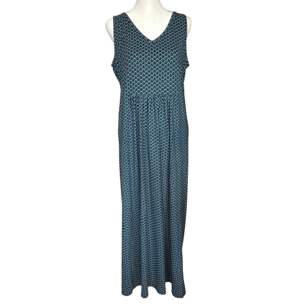 Love Hanna Andersson Size L Maxi Dress Sleeveless Blue Green Floral Print